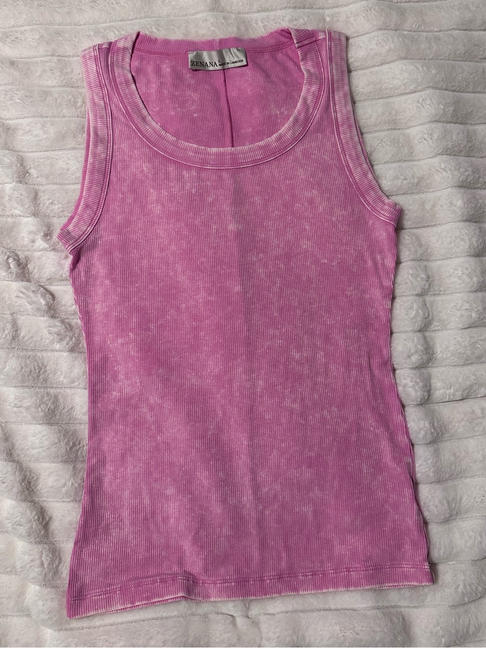 Zenana Outfitters Pink Ribbed Scoop Tank